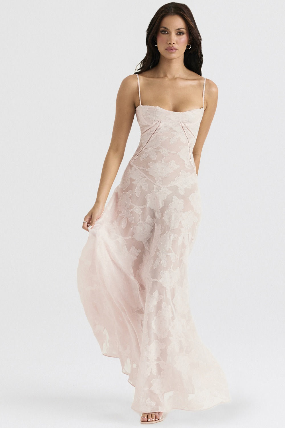 Lace Tie - Strap Romantic Maxi Dress