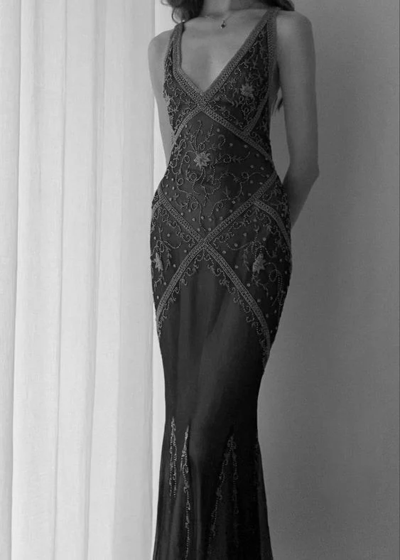 Luxury Champagne Mermaid Beaded Long Prom & Evening Dress - View 9 | FashionDia