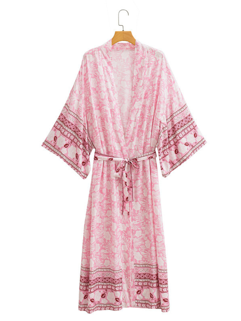Gorgeous Bohemian long Kimono, Women Long Floral Kimono Dress Bohemian Beach Kimono