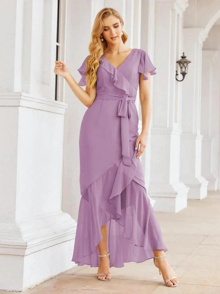 Numbersea Ruffled Bridesmaid Dresses Mermaid Formal Violin Evening Party Prom Gowns 28042 by numbersea