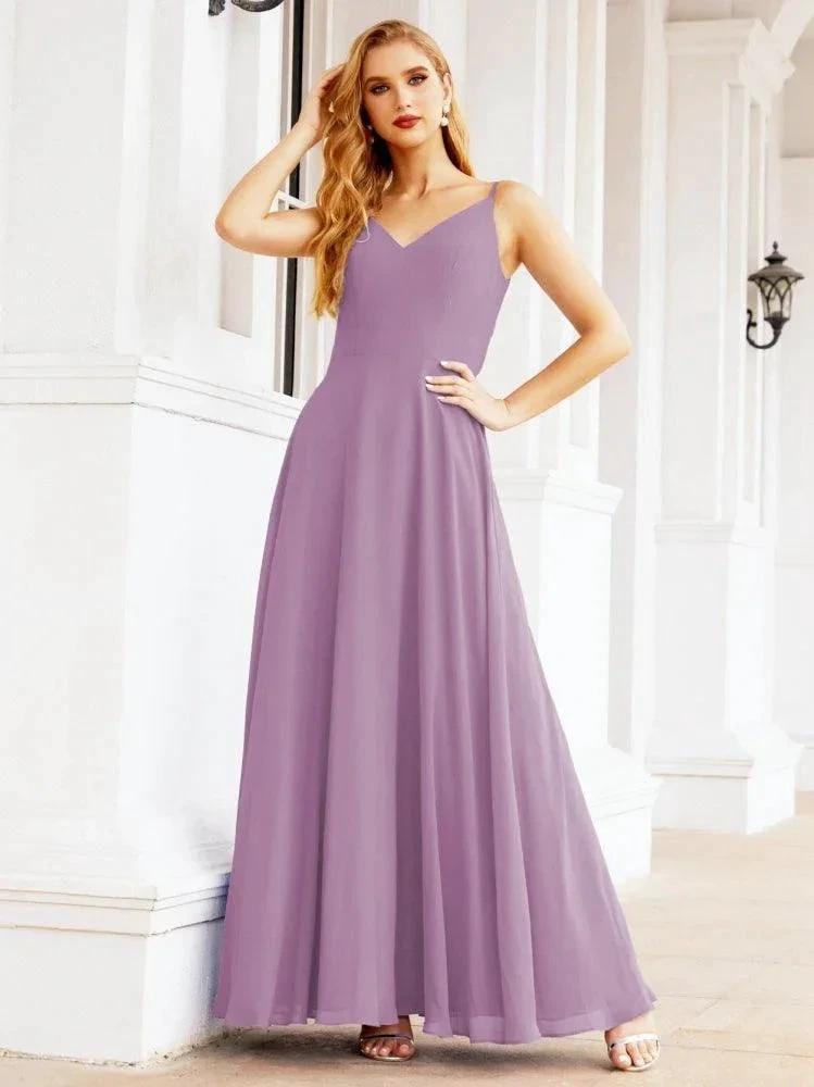 Numbersea Spaghetti Strap Bridesmaid Dresses V Neck Butterfly Back Fromal Evening Party Prom Gown 28036 by numbersea