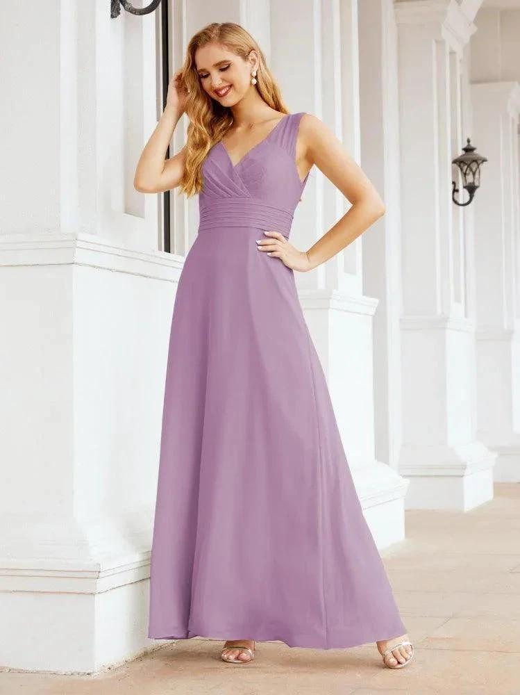 Formal Prom Gown Elegant V-Neck Sleeveless Bridesmaid Dresses for Wedding Party 28037 by numbersea