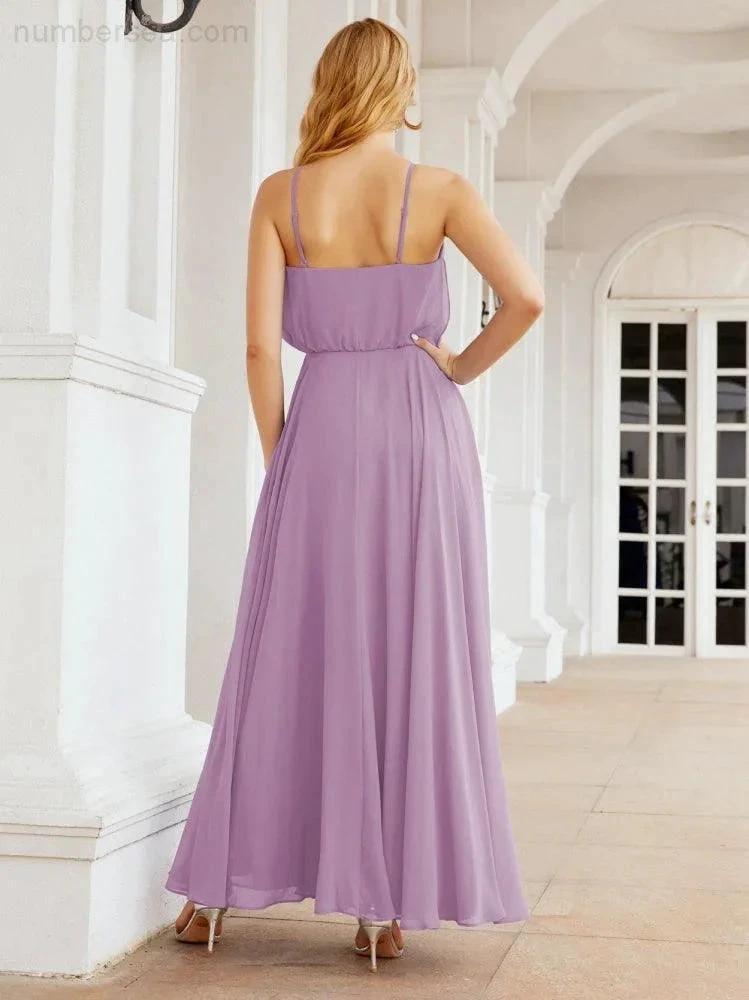 ZapDress Halter Long Bridesmaid Dresses Formal A line Juniors Dress 28029 (ZD17029)
