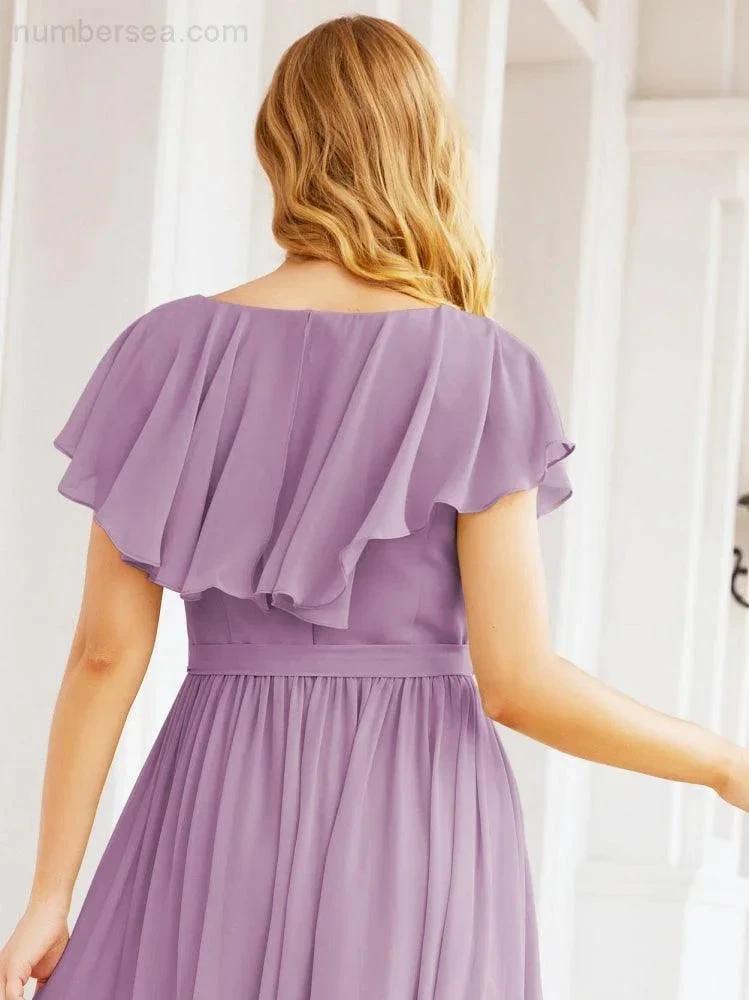 Bridesmaid Dresses with Flutter Sleeves Formal Evening Party Prom Gowns 28044 (ZD17033)