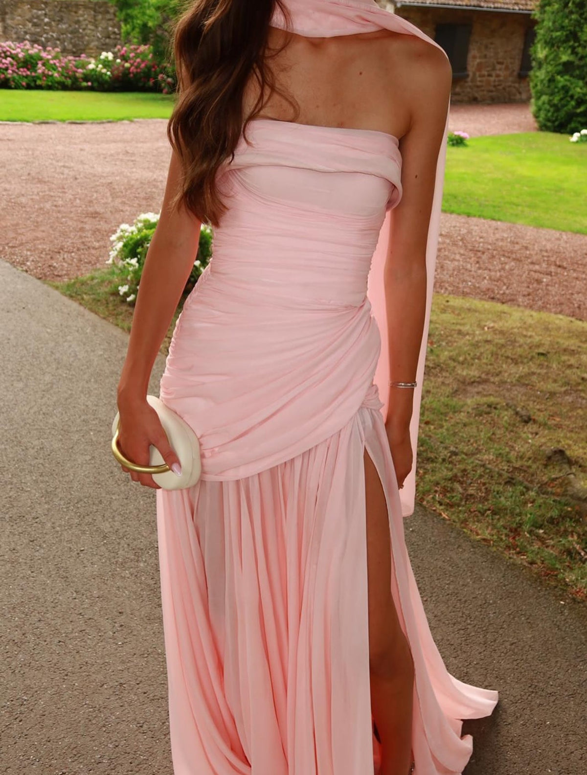 Pink A-Line Prom Dresses Chiffon Formal Party Dress
