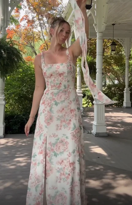 Beautiful Chiffon Print A-Line Prom Dress Formal Party Evening Dress