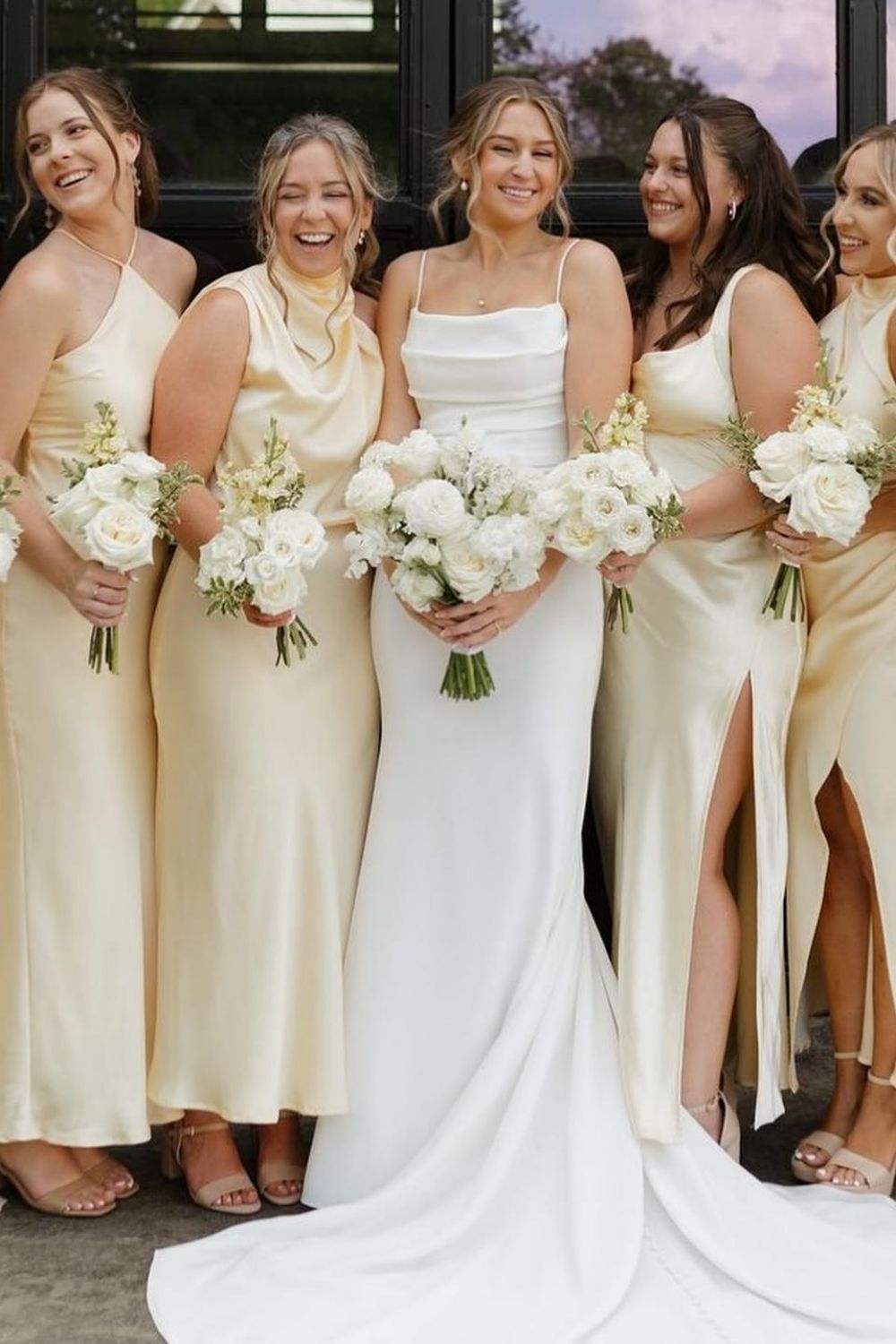 Beautiful Mermaid Spaghetti Straps White Long Wedding Dress with Ruched - FashionDia