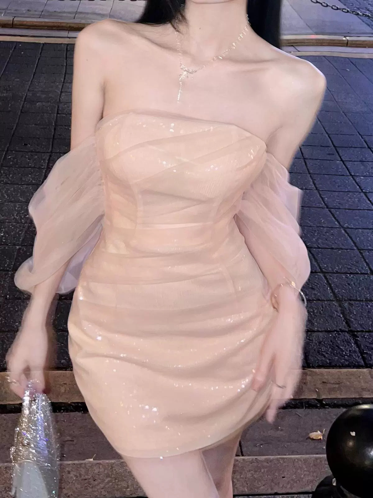 Sexy Off-the-Shoulder Shinny Short Evening Dress Cocktail Dresses Short Birthday Party Dress - View 4 | FashionDia