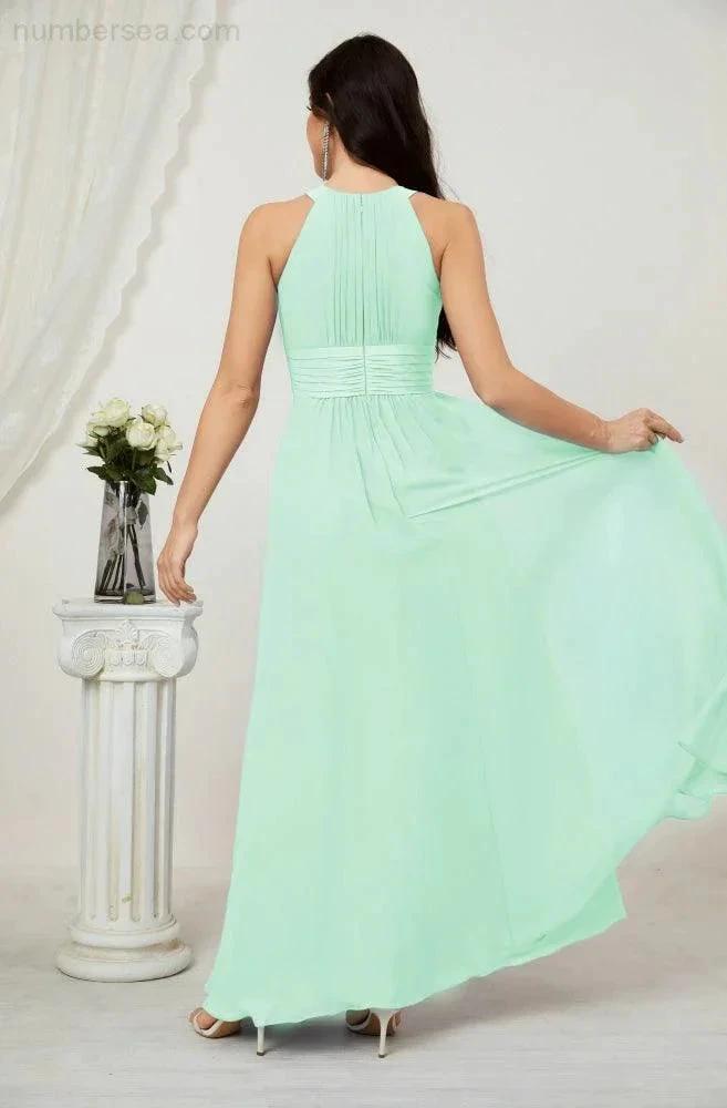 ZapDress Formal Party Gown Dress Chiffon Halter Long Sleeveless Bridesmaid Dresses 2802 (ZD16960)