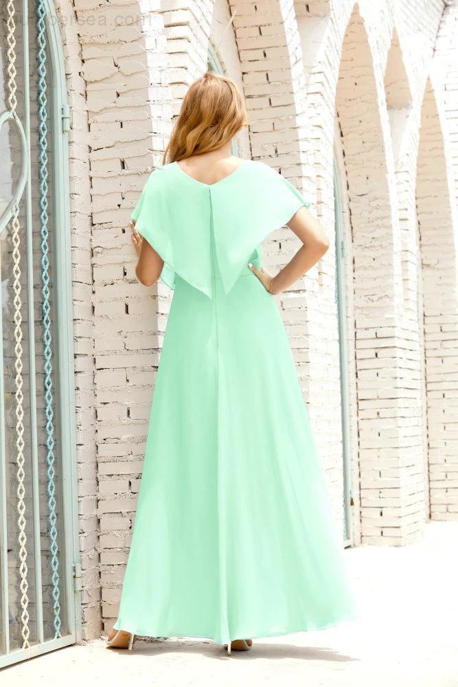 Zapdress Mother of The Bride Dresses Plus Size V-Neck Floor Length Formal Prom Dress for Wedding Guest 28020 (ZD17058)