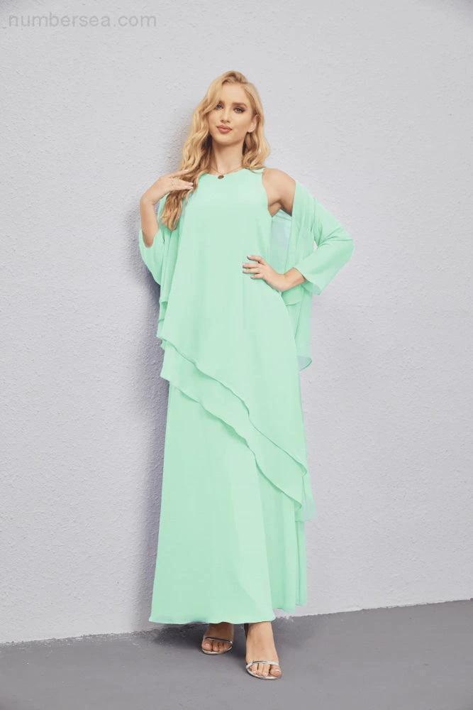 Mother of Bride Dresses with Open Front Lightweight Cardigan Formal Prom Gown 28081 (ZD16990)