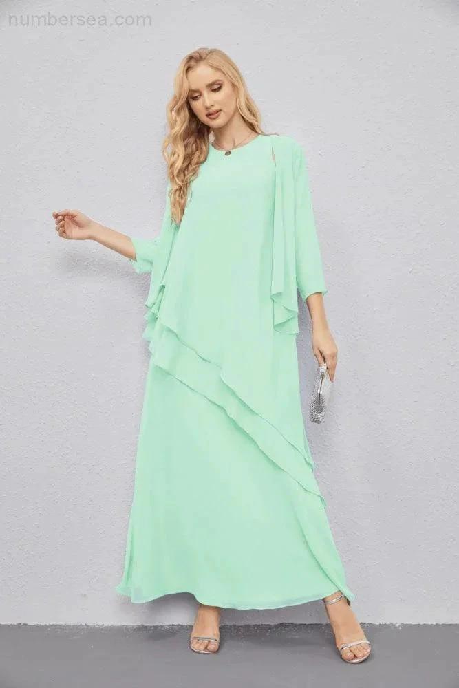 Mother of Bride Dresses with Open Front Lightweight Cardigan Formal Prom Gown 28081 (ZD16990)