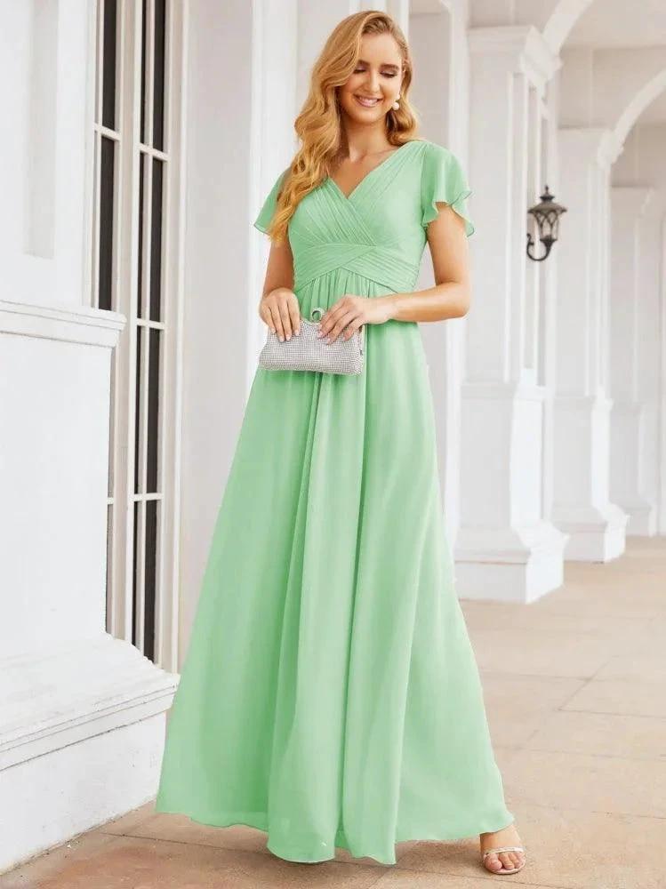 Numbersea Formal Prom Gowns for Mother of The Bride Cap Sleeves Bridesmaid Dress 28047 by numbersea