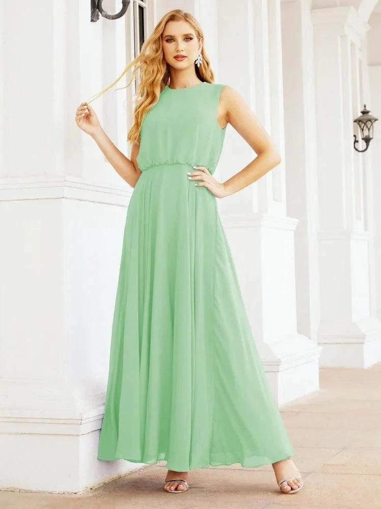 Numbersea Sleeveless Long Bridesmaid Dress A line Formal Evening Prom Gown 28025 by numbersea