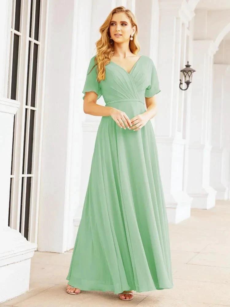Numbersea Formal Prom Gowns for Mother of The Bride Short Sleeves Bridesmaid Dress 28049 by numbersea