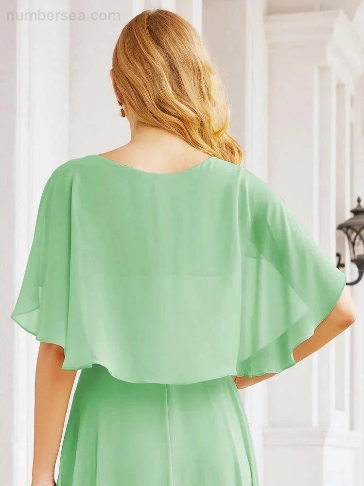 ZapDress Bridesmaid Dresses for Wedding Formal Evening Party Prom Gown with Cape 28050 (ZD17057)