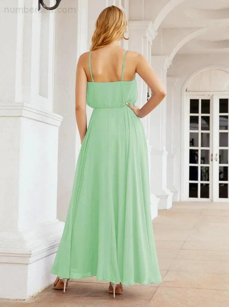 ZapDress Halter Long Bridesmaid Dresses Formal A line Juniors Dress 28029 (ZD17029)