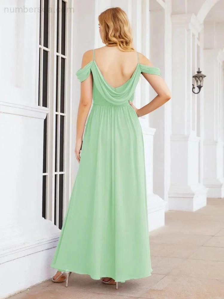 ZapDress Off The Shoulder Chiffon Bridesmaid Dress Long Formal Graduation Gown with Cowl Back 28069 (ZD17004)