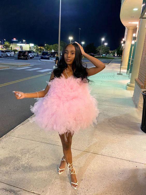 Pink Tulle Birthday Outfit Short Homecoming Dress (ZD12549)