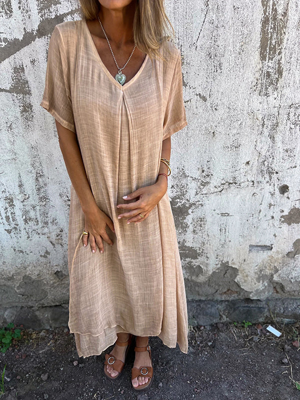 Inés Exclusive Loose V Neck Dress Premium Wardrobe Essential