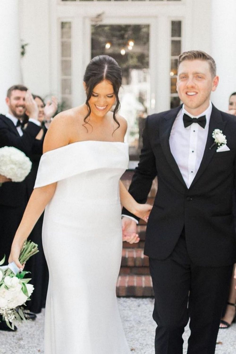 Charming Mermaid Off-the-Shoulder White Long Wedding Dress with Train - View 3 | FashionDia