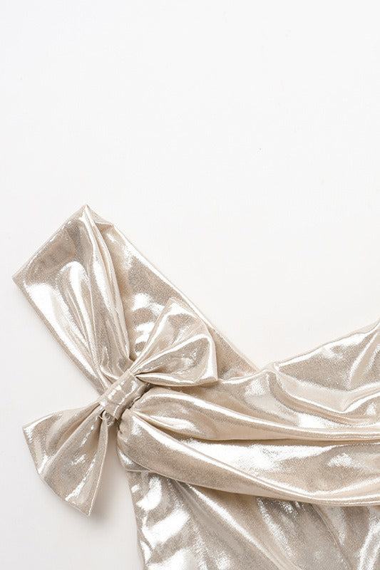 Satin Bow Drawstring Party Dress - View 5 | VelvetHem