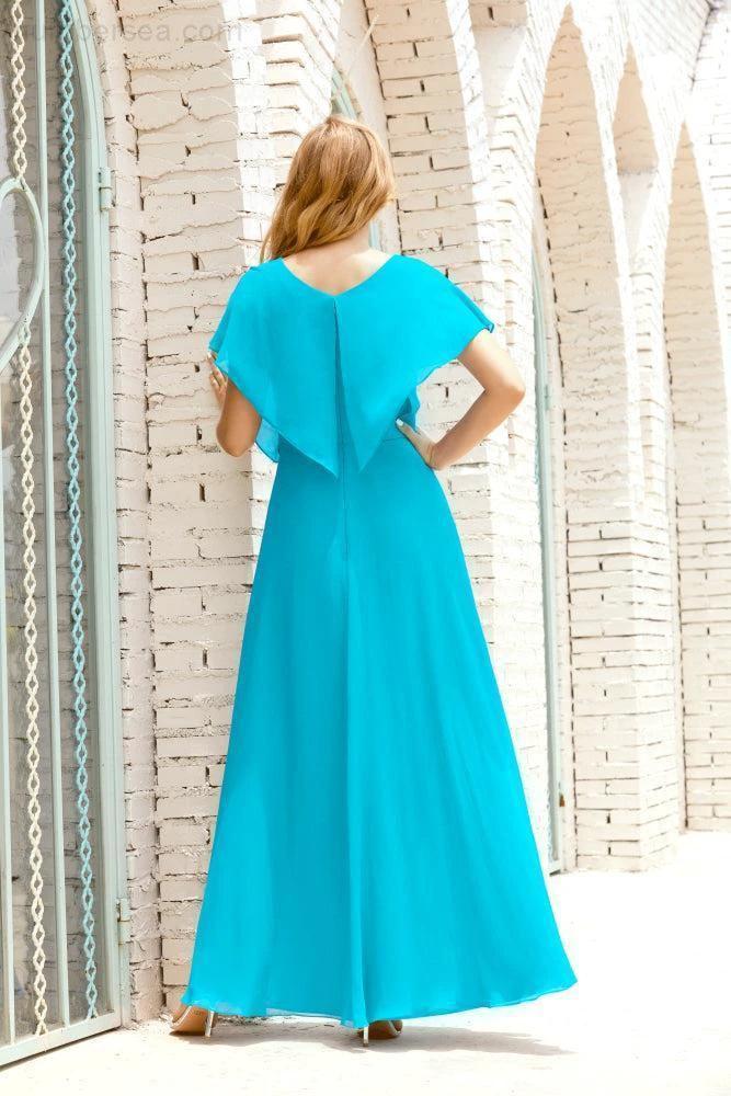 Zapdress Mother of The Bride Dresses Plus Size V-Neck Floor Length Formal Prom Dress for Wedding Guest 28020 (ZD17058)