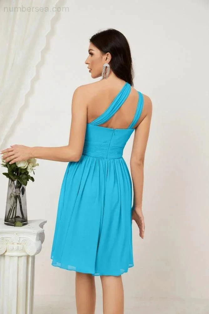ZapDress Women Chiffon Short One Shoulder Bridesmaid Dress Formal Dresses for Party Homecoming 2804 (ZD16948)