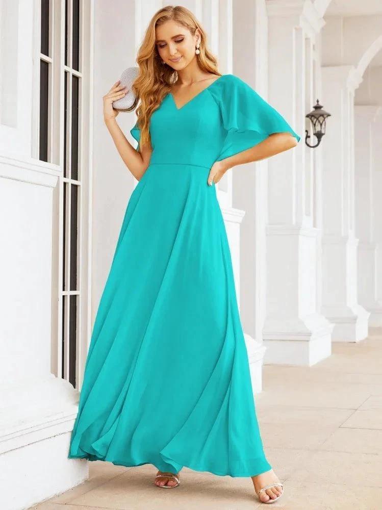 Numbersea Bridesmaid Dresses for Wedding Formal Evening Party Prom Gown with Cape 28050 by numbersea