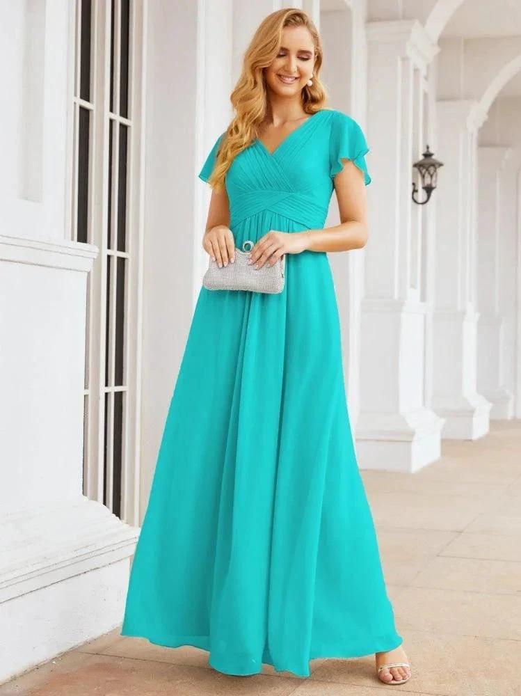 Numbersea Formal Prom Gowns for Mother of The Bride Cap Sleeves Bridesmaid Dress 28047 by numbersea