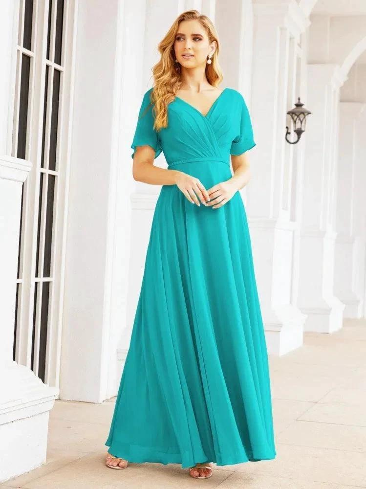 Numbersea Formal Prom Gowns for Mother of The Bride Short Sleeves Bridesmaid Dress 28049 by numbersea