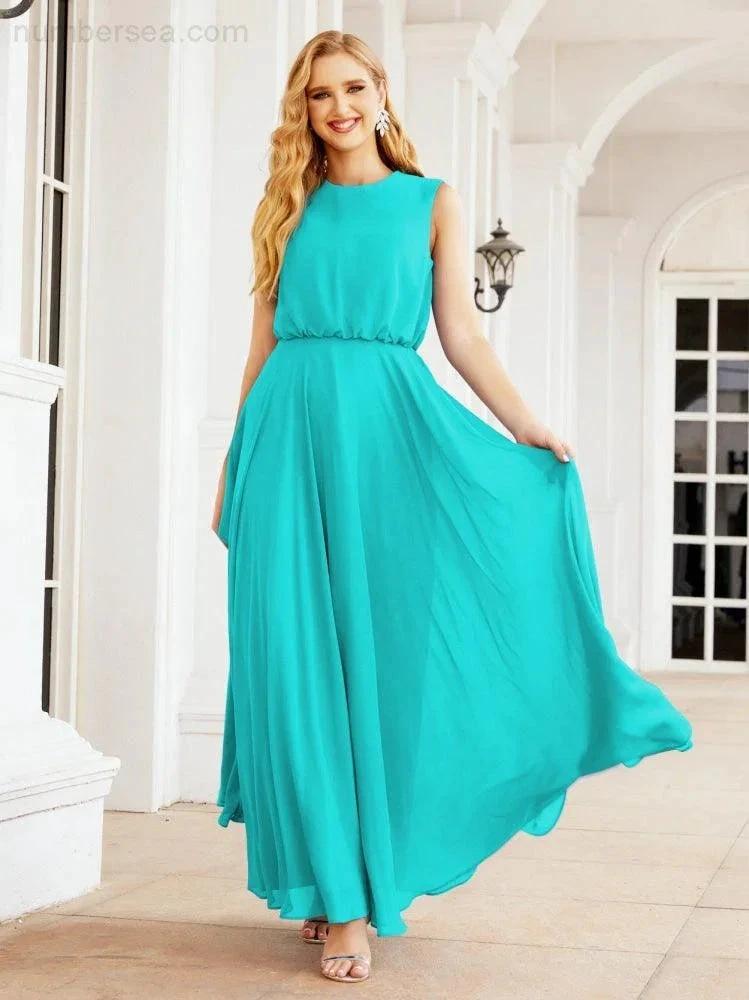 ZapDress Sleeveless Long Bridesmaid Dress A line Formal Evening Prom Gown 28025 (ZD17053)