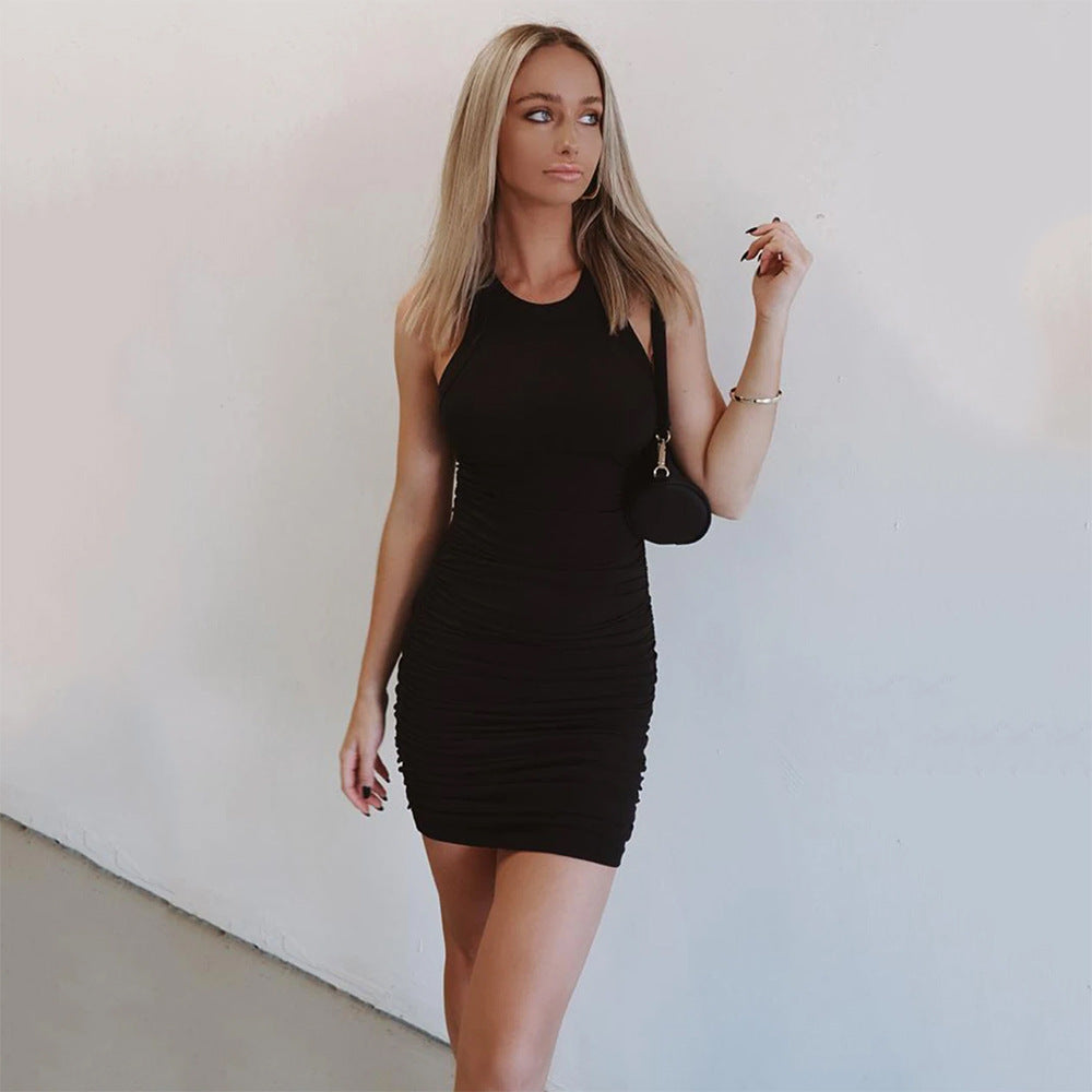 Esmai Ruched Knit Midi Dress Black