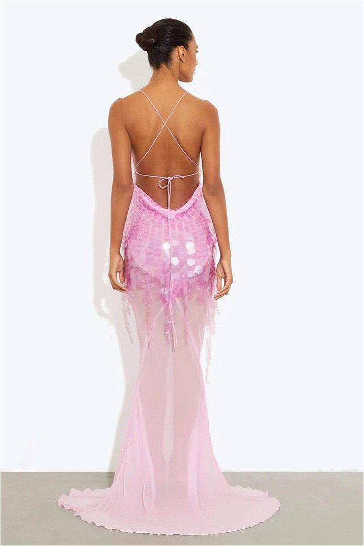 Sequin Mermaid V Dress with Elegant Everyday Styling Boutique Fashion Style