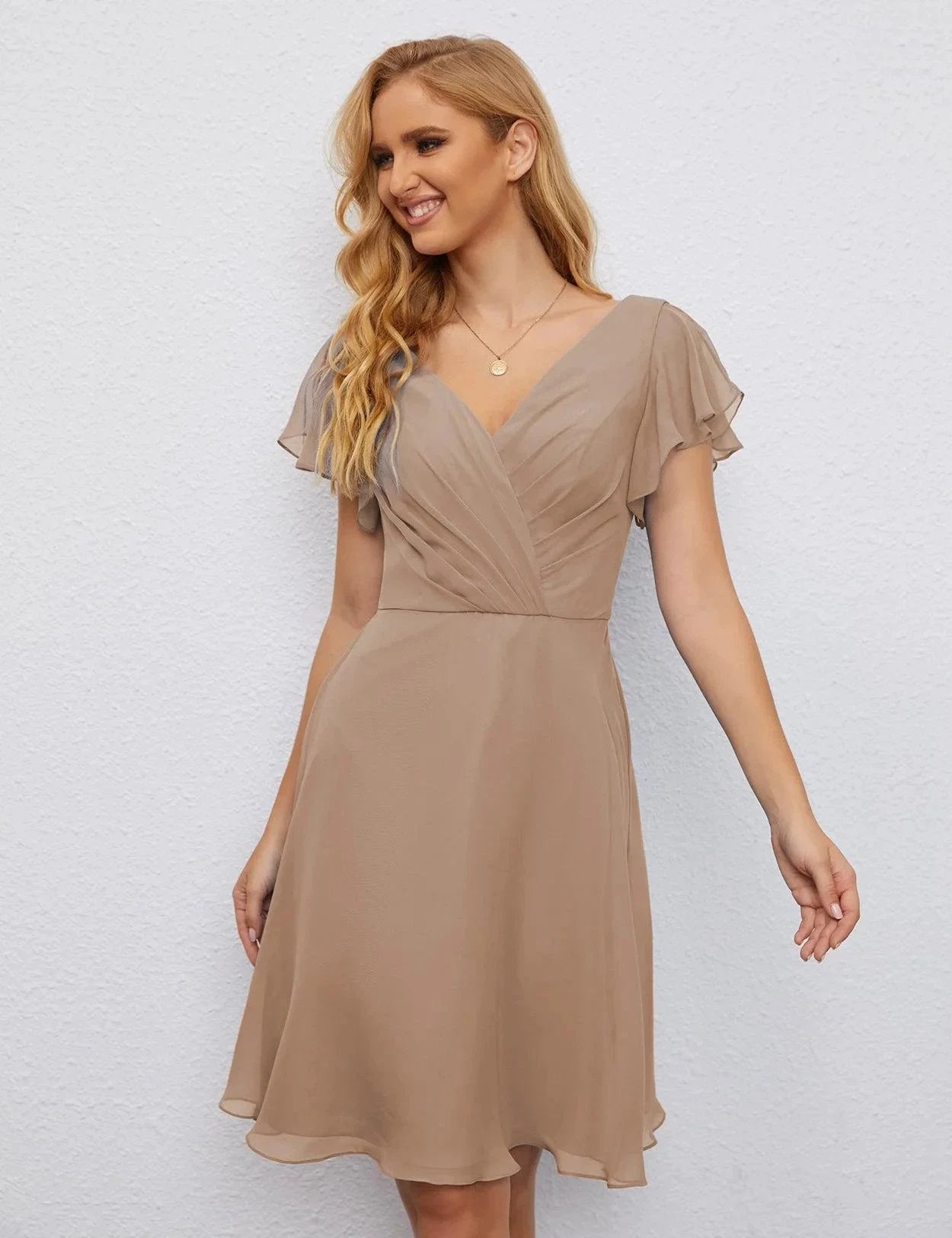 ZapDress U Back Homecoming Dress Formal Prom Dress Knee Length Short Sleeves Cocktail Party Dress 28077 (ZD16953)