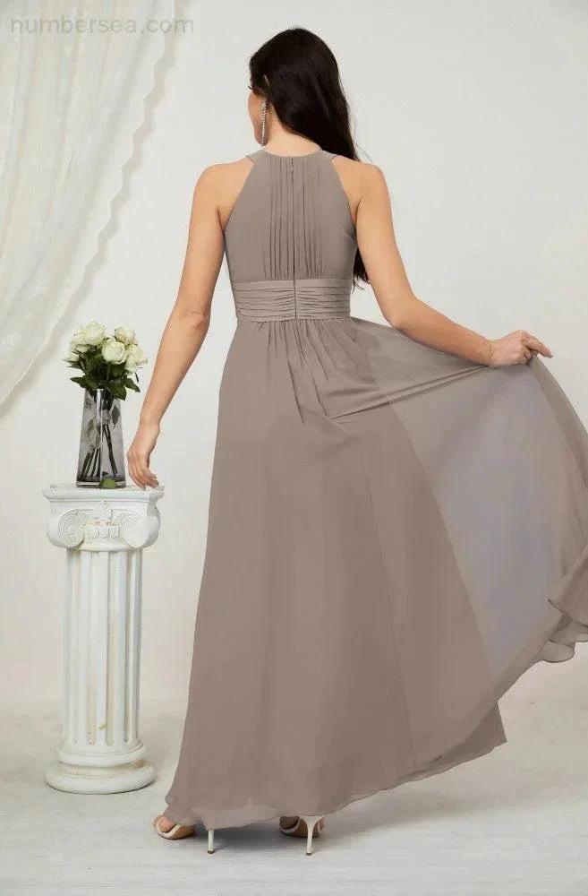 ZapDress Formal Party Gown Dress Chiffon Halter Long Sleeveless Bridesmaid Dresses 2802 (ZD16960)
