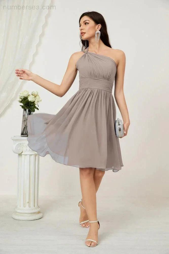 ZapDress Women Chiffon Short One Shoulder Bridesmaid Dress Formal Dresses for Party Homecoming 2804 (ZD16948)