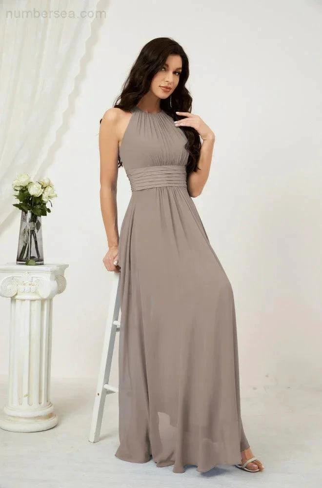 ZapDress Formal Party Gown Dress Chiffon Halter Long Sleeveless Bridesmaid Dresses 2802 (ZD16960)