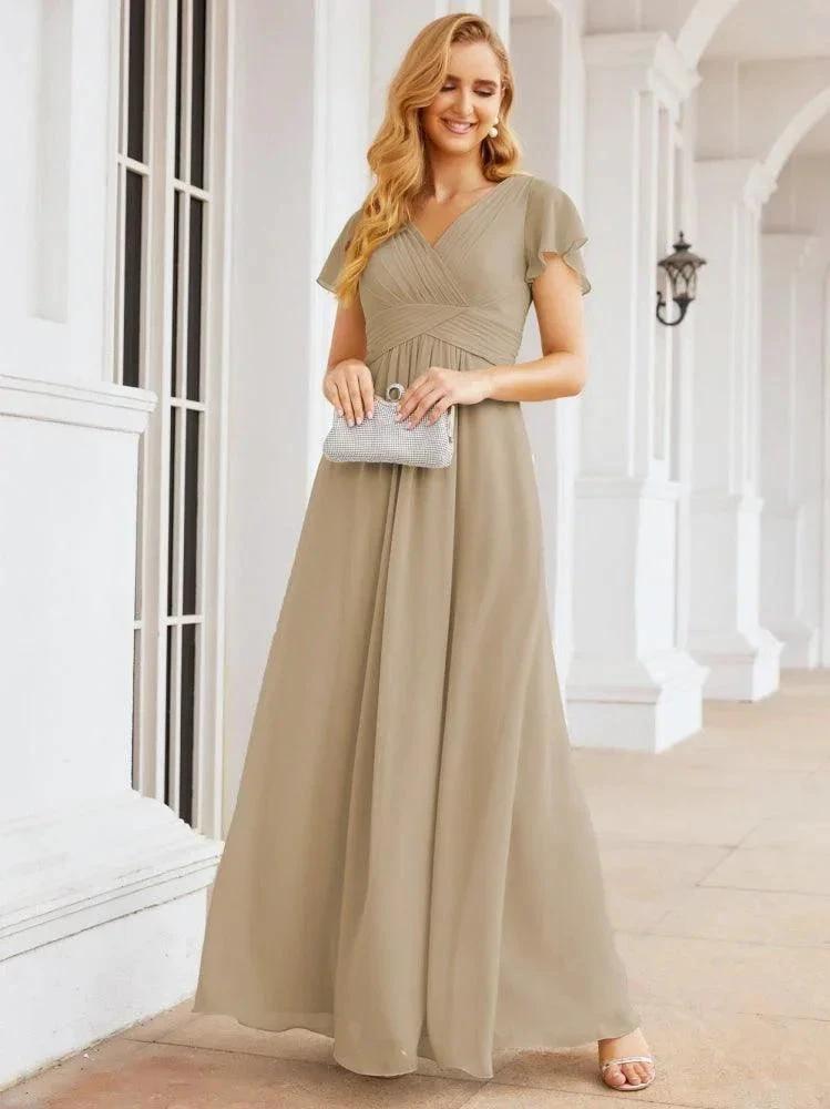 Numbersea Formal Prom Gowns for Mother of The Bride Cap Sleeves Bridesmaid Dress 28047 by numbersea
