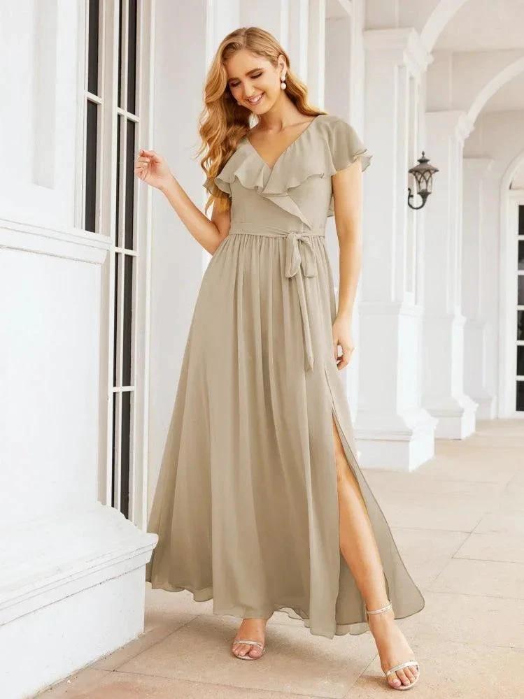 Bridesmaid Dresses with Flutter Sleeves Formal Evening Party Prom Gowns 28044 by numbersea