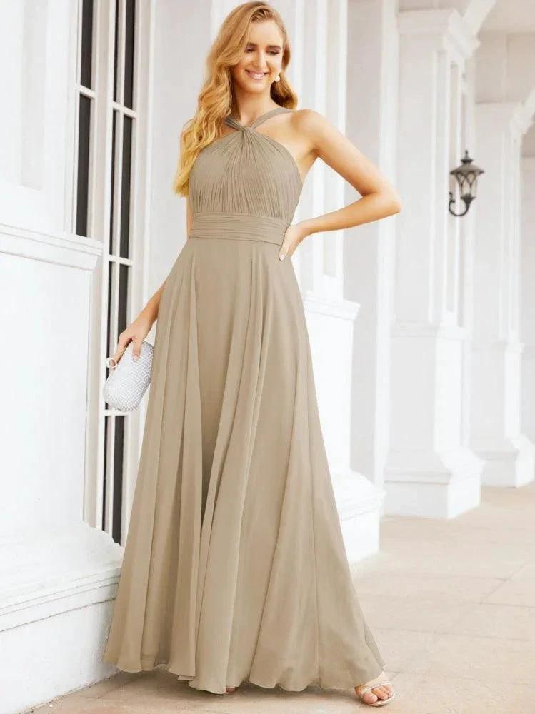 Numbersea Crisscross Halter Bridesmaid Dresses for Party Wedding Evening Prom Maxi Ball Gowns 28053 by numbersea