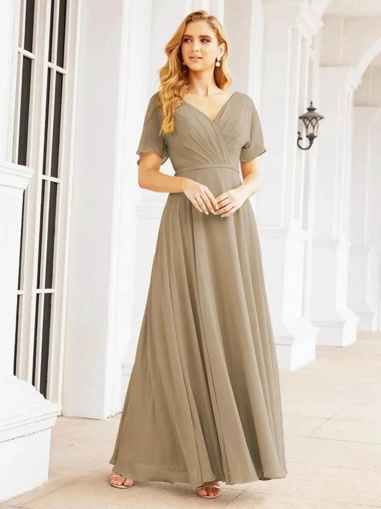 Numbersea Formal Prom Gowns for Mother of The Bride Short Sleeves Bridesmaid Dress 28049 by numbersea