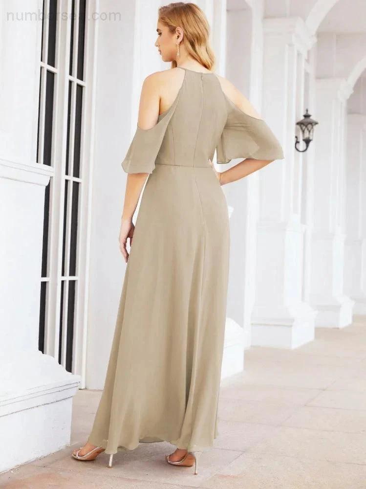ZapDress Cold Shoulder Bridesmaid Dresses A-Line Long Formal Evening Gowns 28074 (ZD17048)