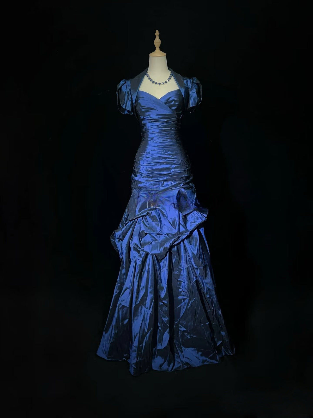 Blue Satin Long Prom Dress Formal Evening Party Dress J8420