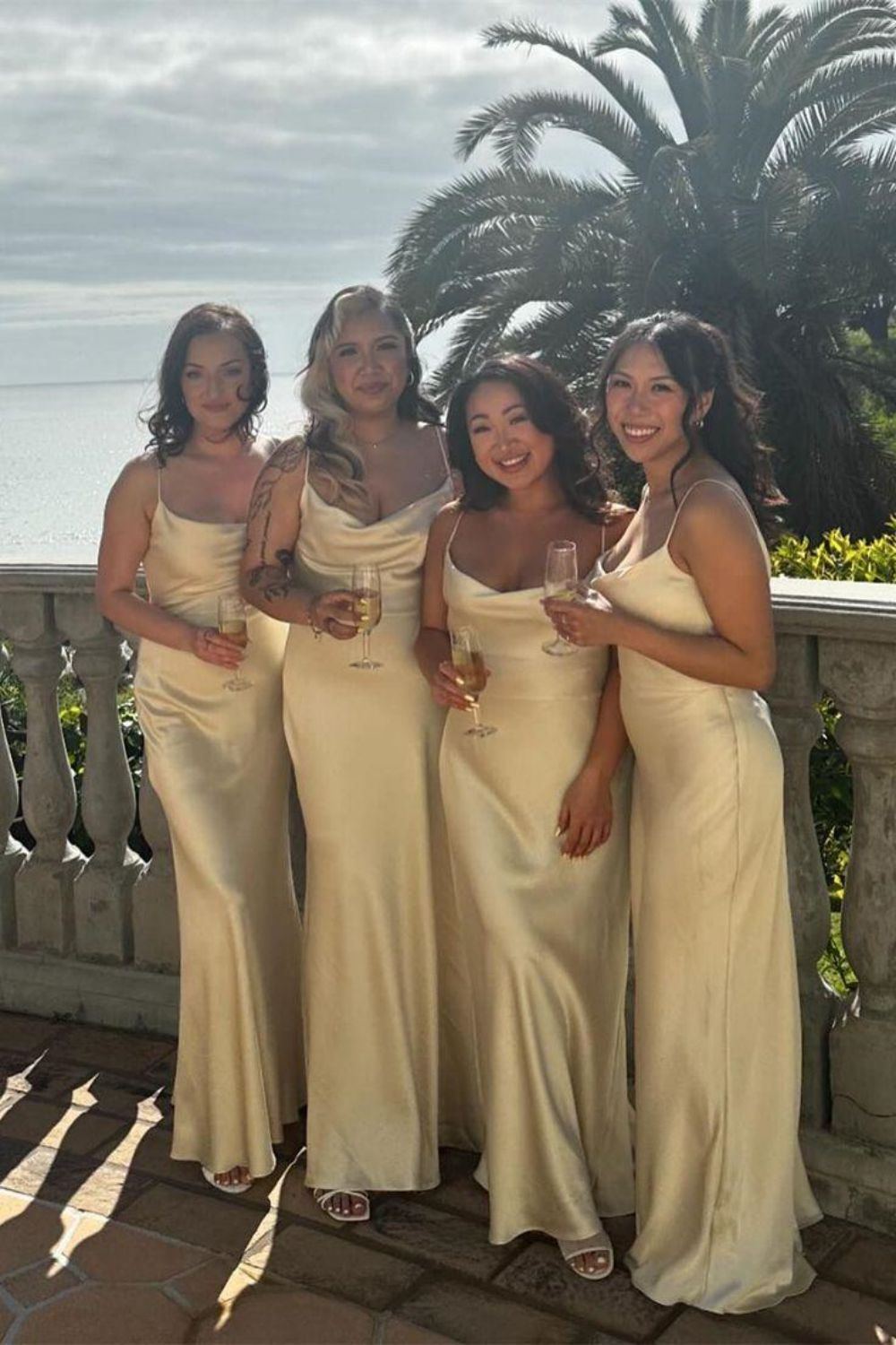 Simple Sheath Spaghetti Straps Yellow Long Bridesmaid Dress