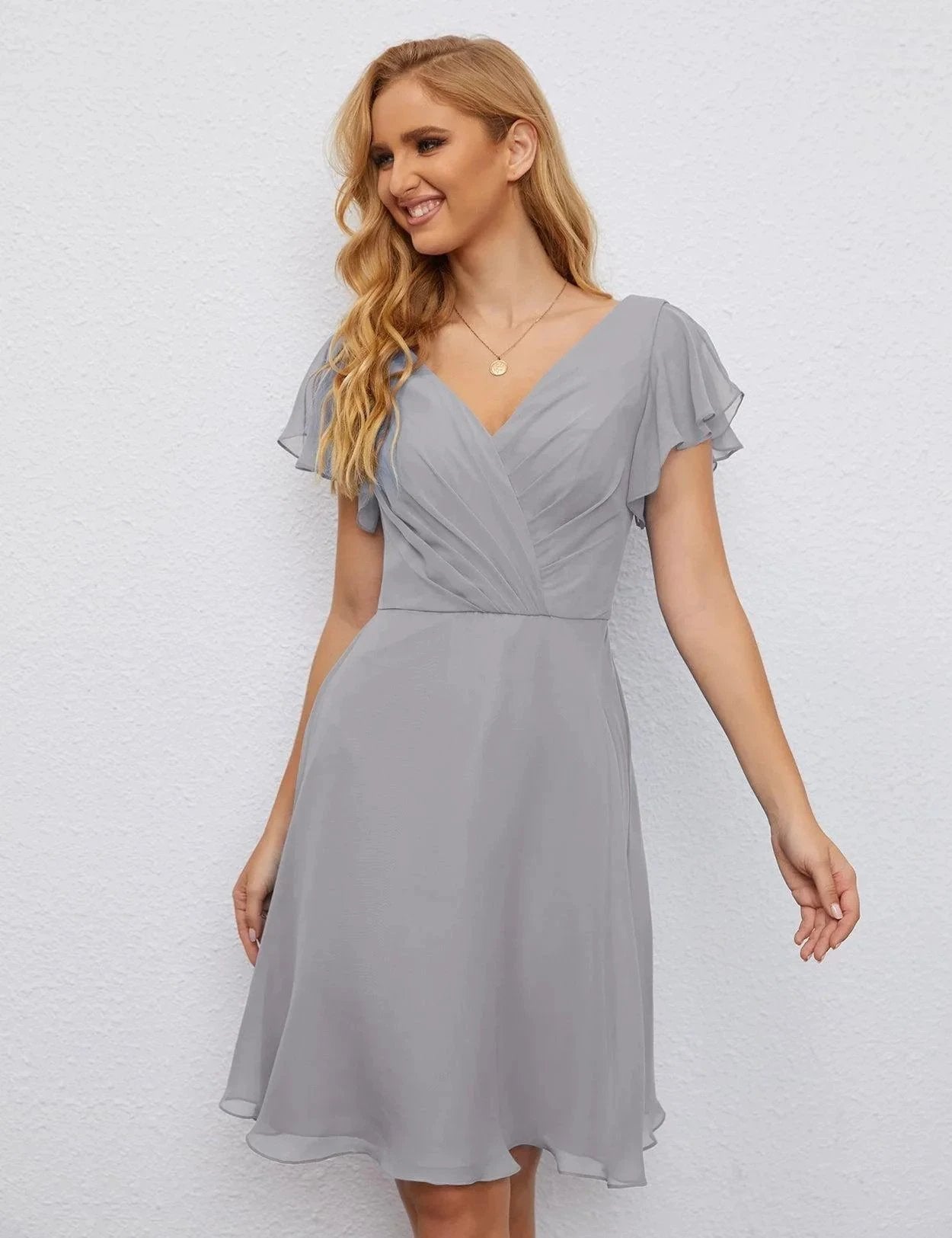 ZapDress U Back Homecoming Dress Formal Prom Dress Knee Length Short Sleeves Cocktail Party Dress 28077 (ZD16953)