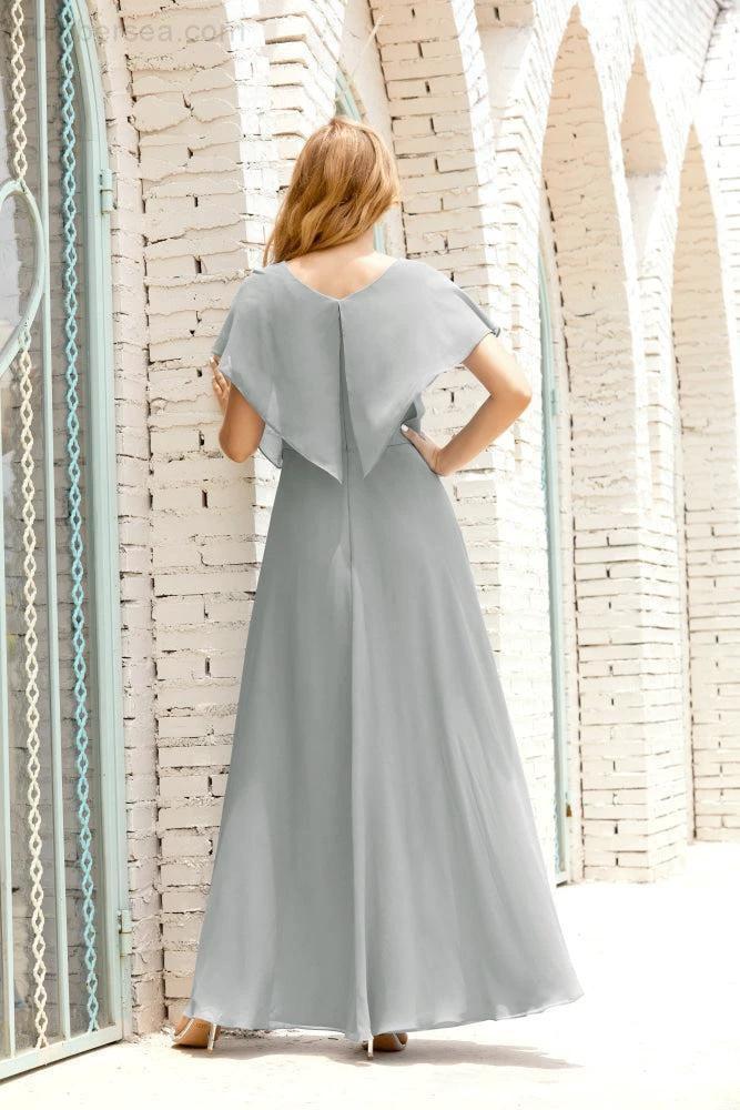 Zapdress Mother of The Bride Dresses Plus Size V-Neck Floor Length Formal Prom Dress for Wedding Guest 28020 (ZD17058)