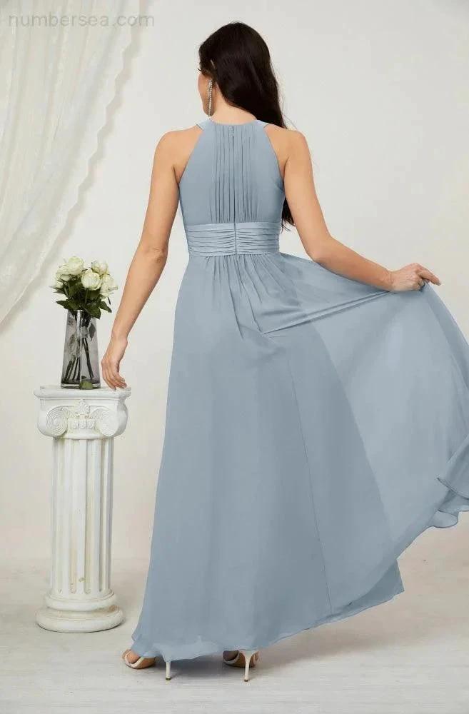 ZapDress Formal Party Gown Dress Chiffon Halter Long Sleeveless Bridesmaid Dresses 2802 (ZD16960)