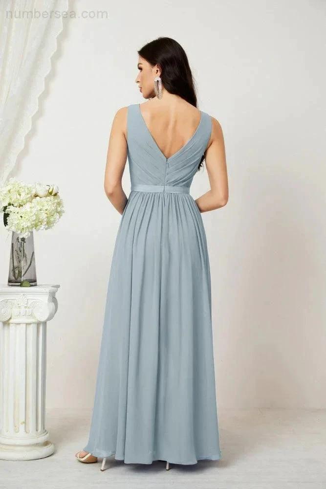 Women's Chiffon Long Bridesmaid Dresses A line Sleeveless Formal Prom Gown for Evening Party Homecoming Dresses 2808 (ZD16947)