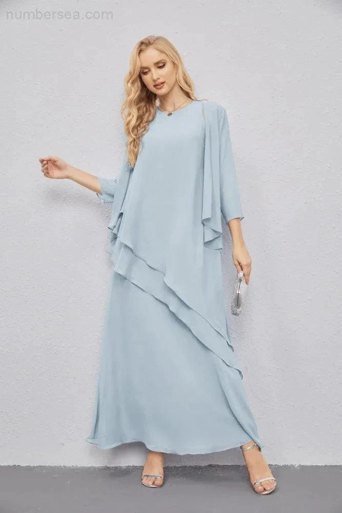 Mother of Bride Dresses with Open Front Lightweight Cardigan Formal Prom Gown 28081 (ZD16990)